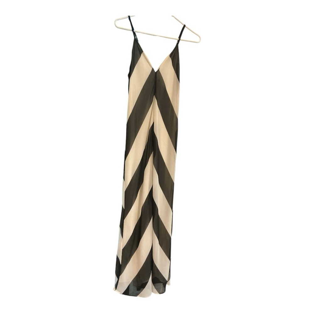 Christopher John Rogers Chevron Maxi Dress in Black and Cream - Picture 3 of 7